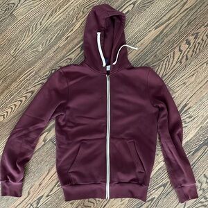 Mean wine color hooded sweat jacket